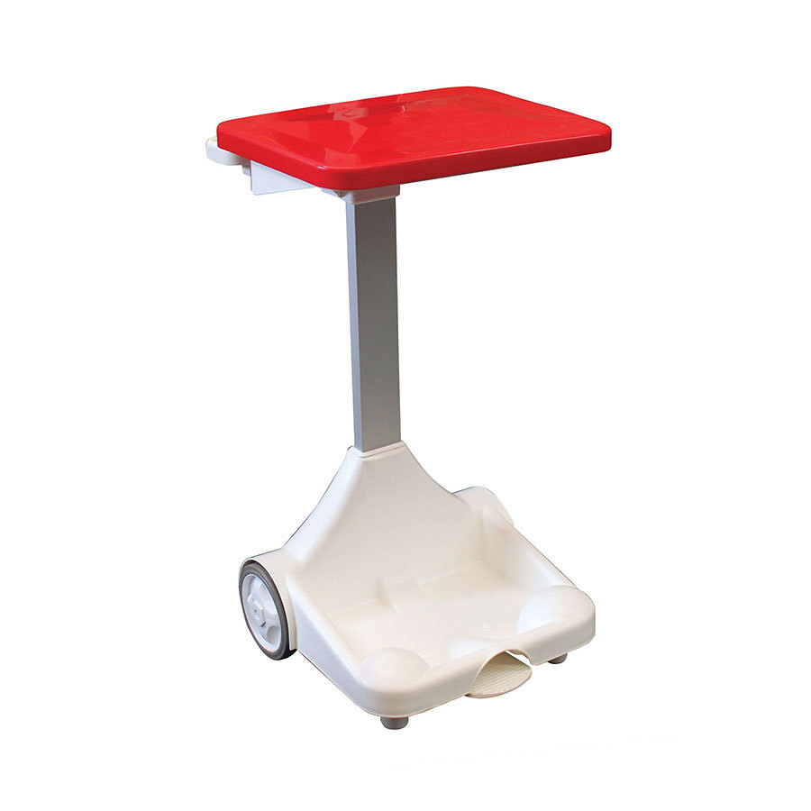Plastic Sack Holder With Wheels Red Lid