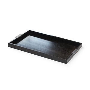 Craster Black Wood Rectangular Modern Tray With Steel Handles 62.6x40x4cm