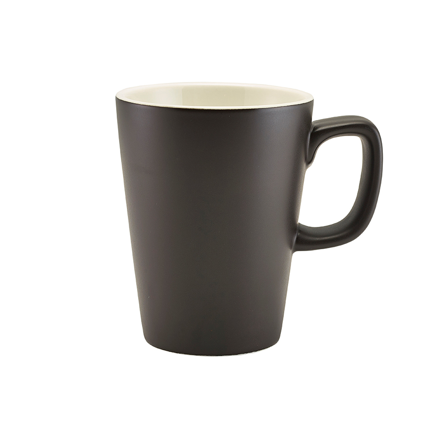 Genware Coloured Beverage Porcelain Matte Black Latte Mug 34cl 12oz