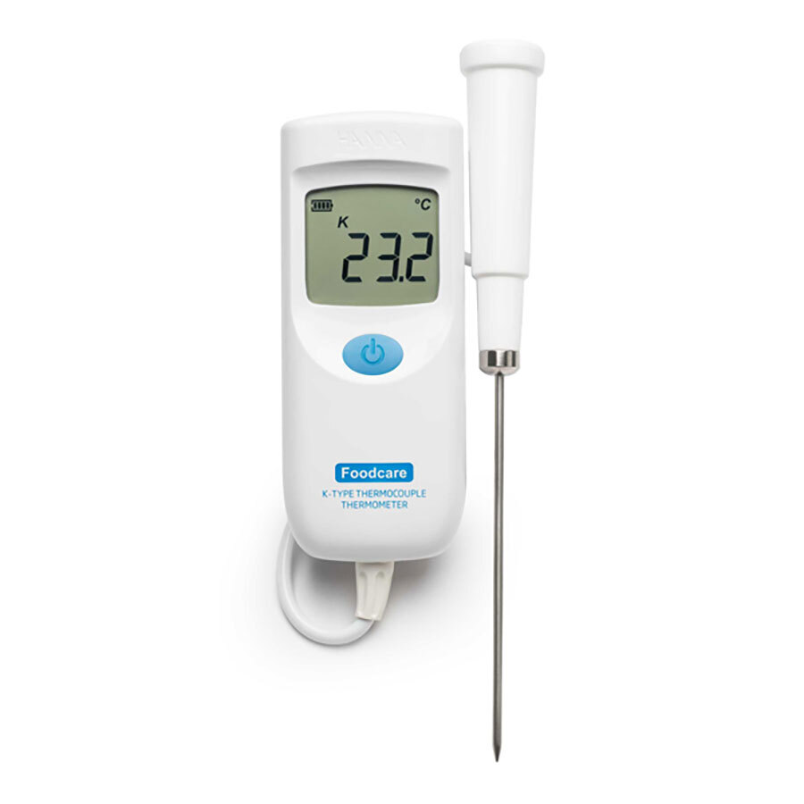 Hanna Portable Foodcare Thermometer With Fixed K-Type Probe 140x57x28mm