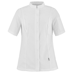 Cristal Prestige Women's Short Sleeved Chef Jacket With Flat Snap Front And Arm Pen Pocket