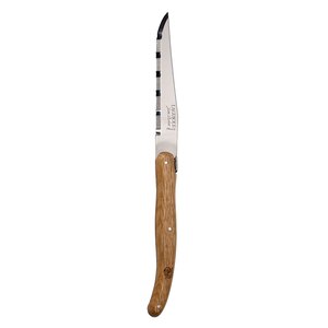 Laguiole 18/10 Stainless Steel Oak Handle Steak Knife Serrated Blade