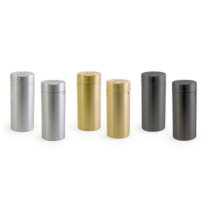 Front of the House Round Brushed Stainless Steel Matte Black Salt & Pepper Set 7.6cm
