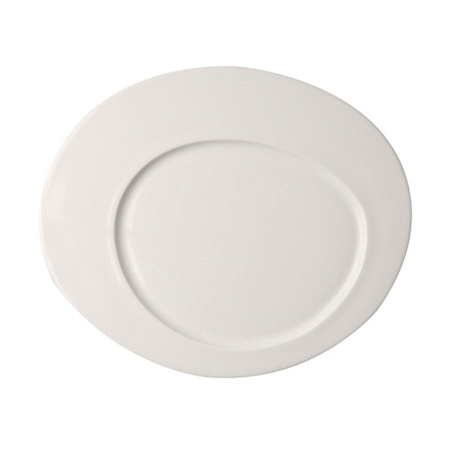 Rak Allspice Cayenne Vitrified Porcelain White Oval Flat Plate 19x4cm