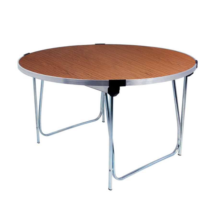 Folding Table 1220dia. x 635H - Teak laminated top